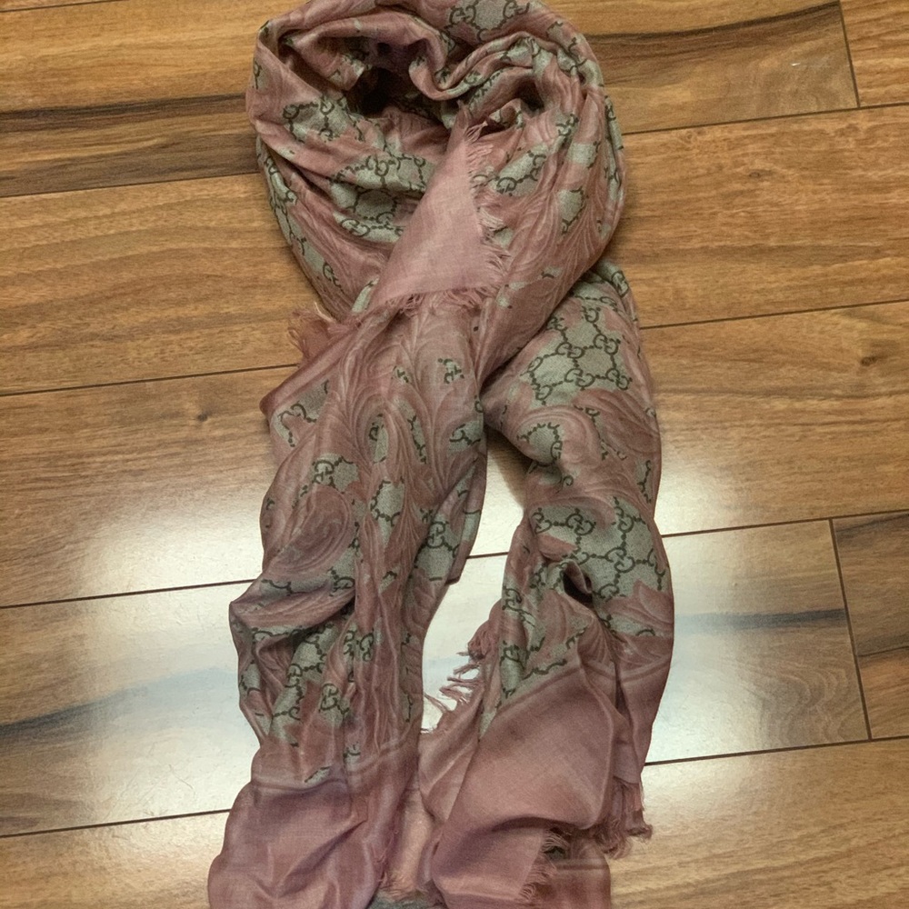 GUCCI Pink/Brown SCARF 100% Authentic
